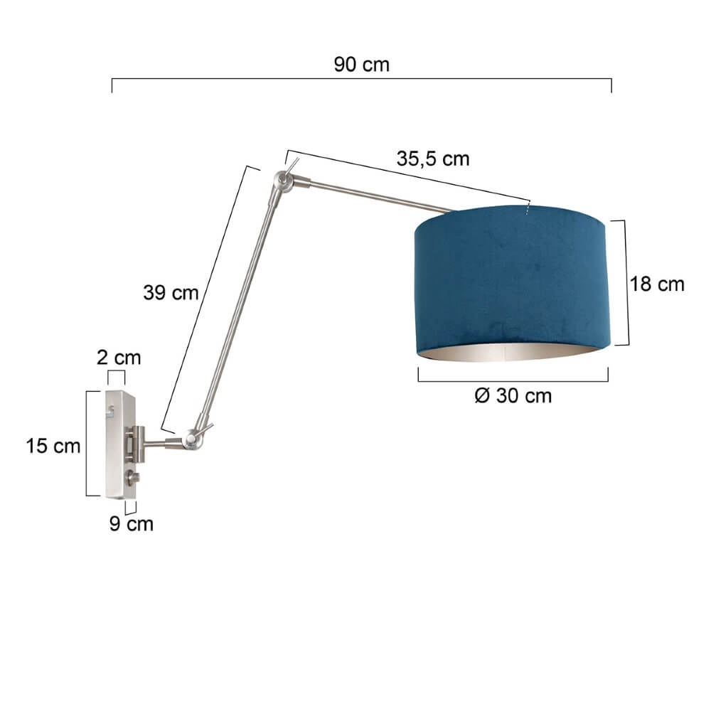 Wall reading lamp Prestige Chic with blue hood Steinhauer 8712746147261