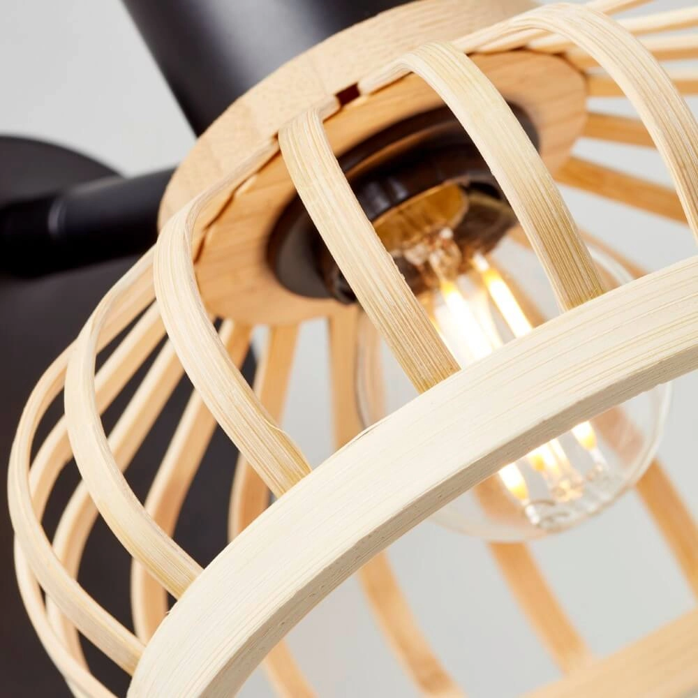 Wall lamp Norah black with wood Brilliant 4004353409516