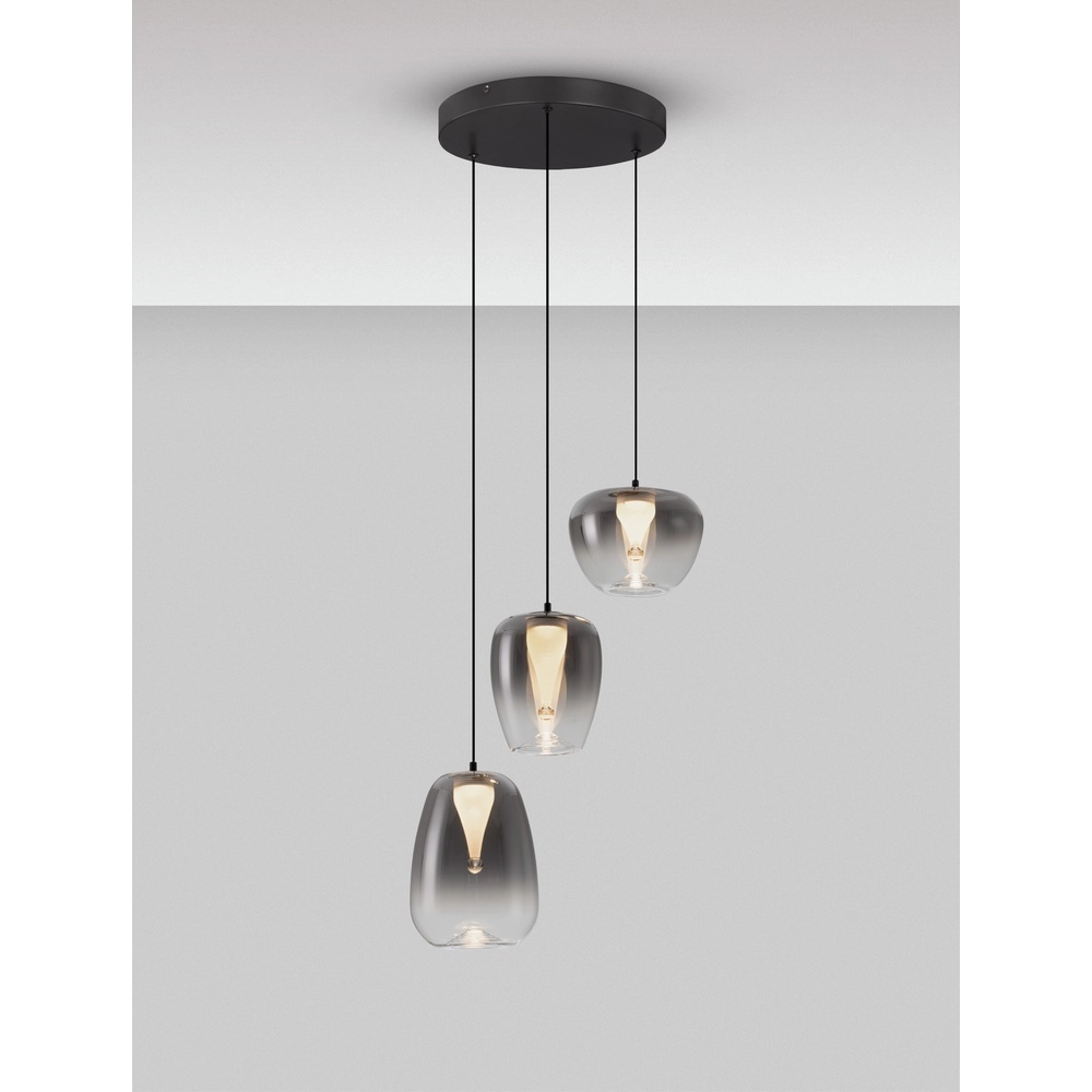 Design pendant lamp Oblo 3-light smoke glass Lyora 5212017474124
