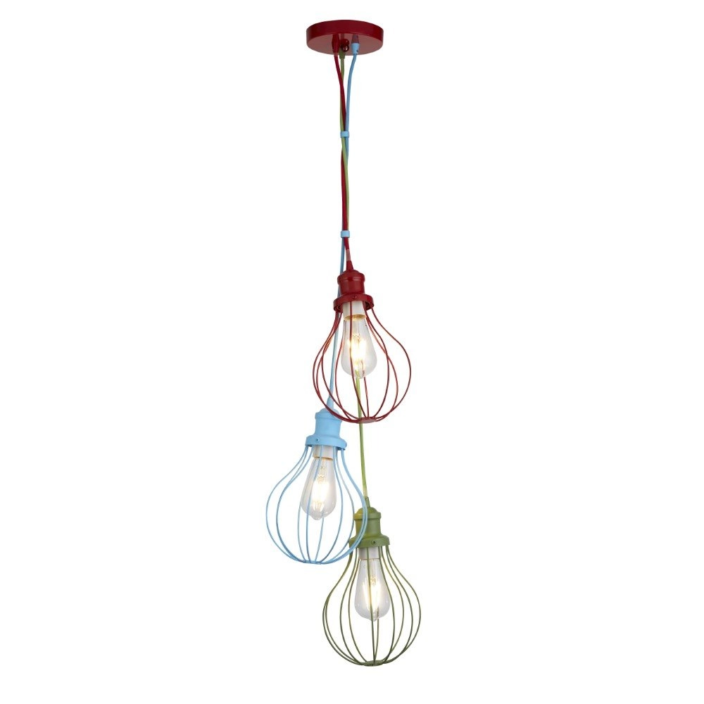 Children's room pendant lamp Kids 3-light colored Searchlight 5053423167558