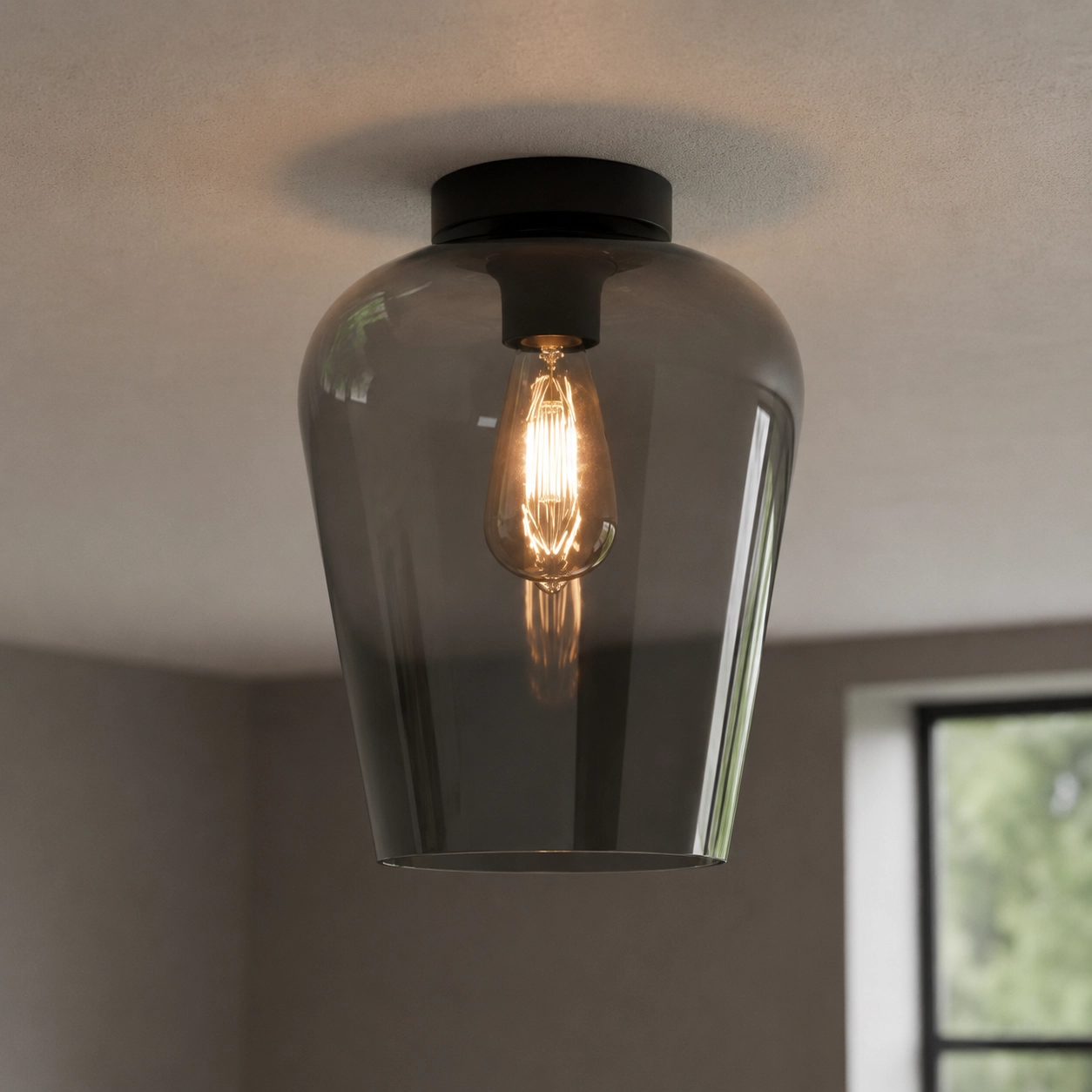 Ceiling light Tombo smoke glass Ø 23cm