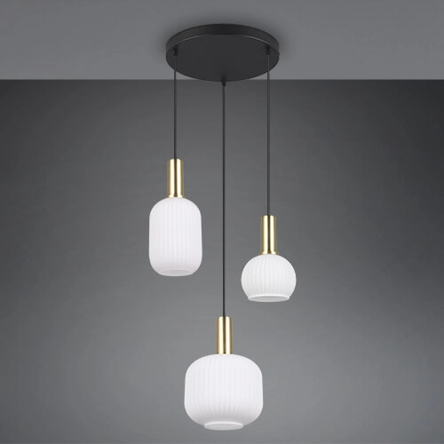 Dining room pendant lamp Diva 3-light - white glass Trio 4017807614503