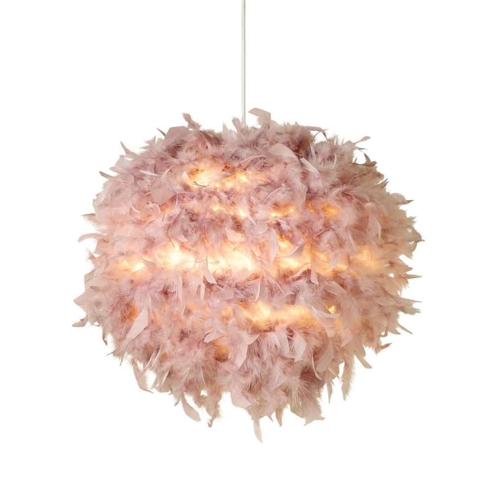 Pink Pendant Lamp Kate feathers