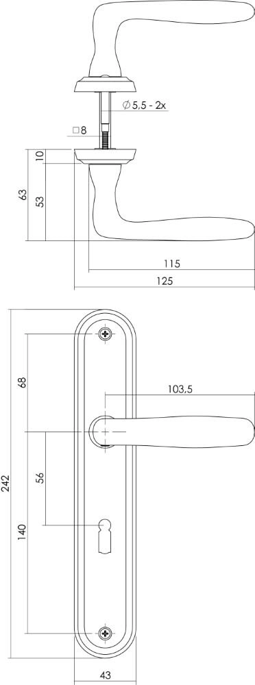 Retro door handle Bjorn wrench 56mm nickel matt Intersteel 8714186168028