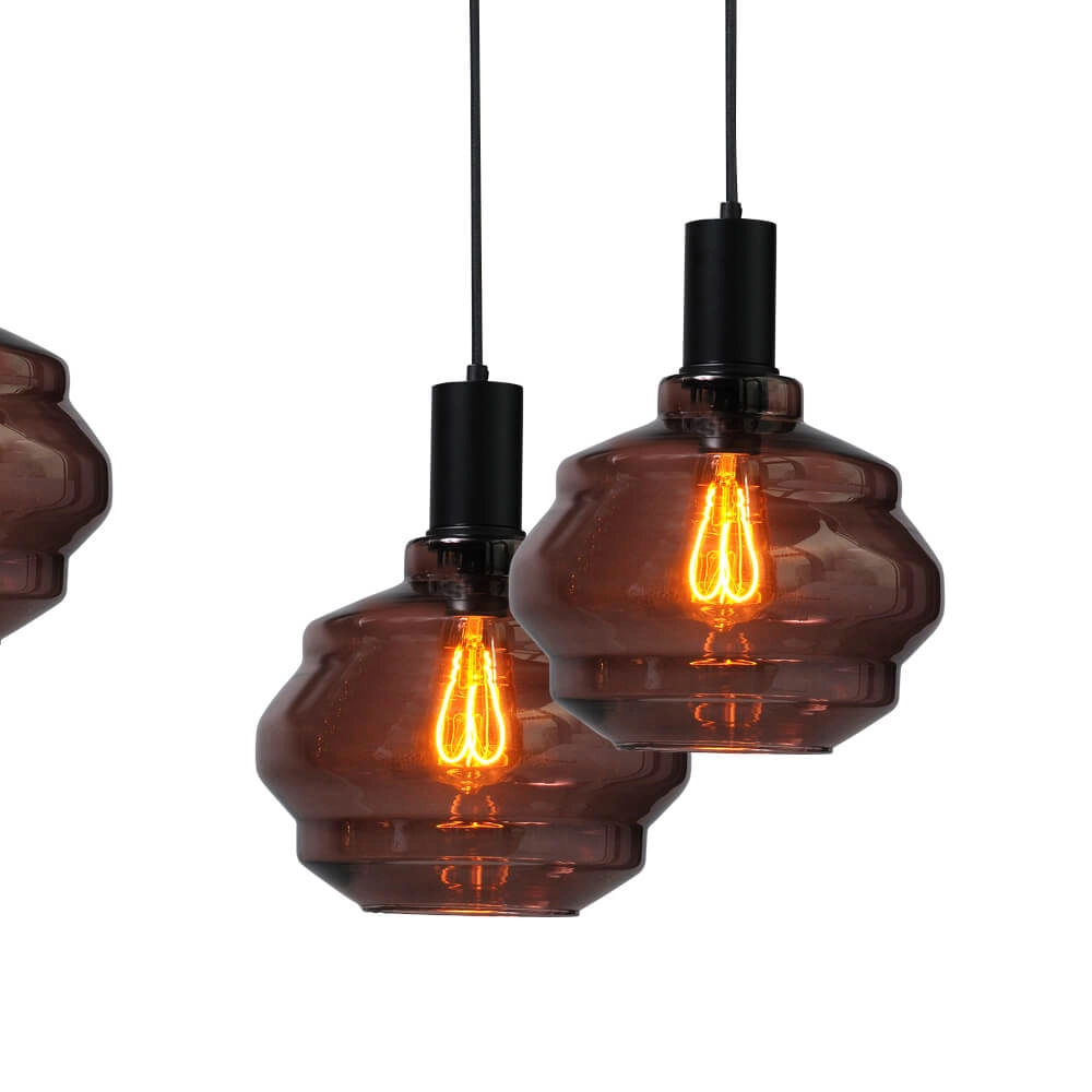 6-light hanging lamp - black - Porto with Ball red glasses Masterlight 8718121270456