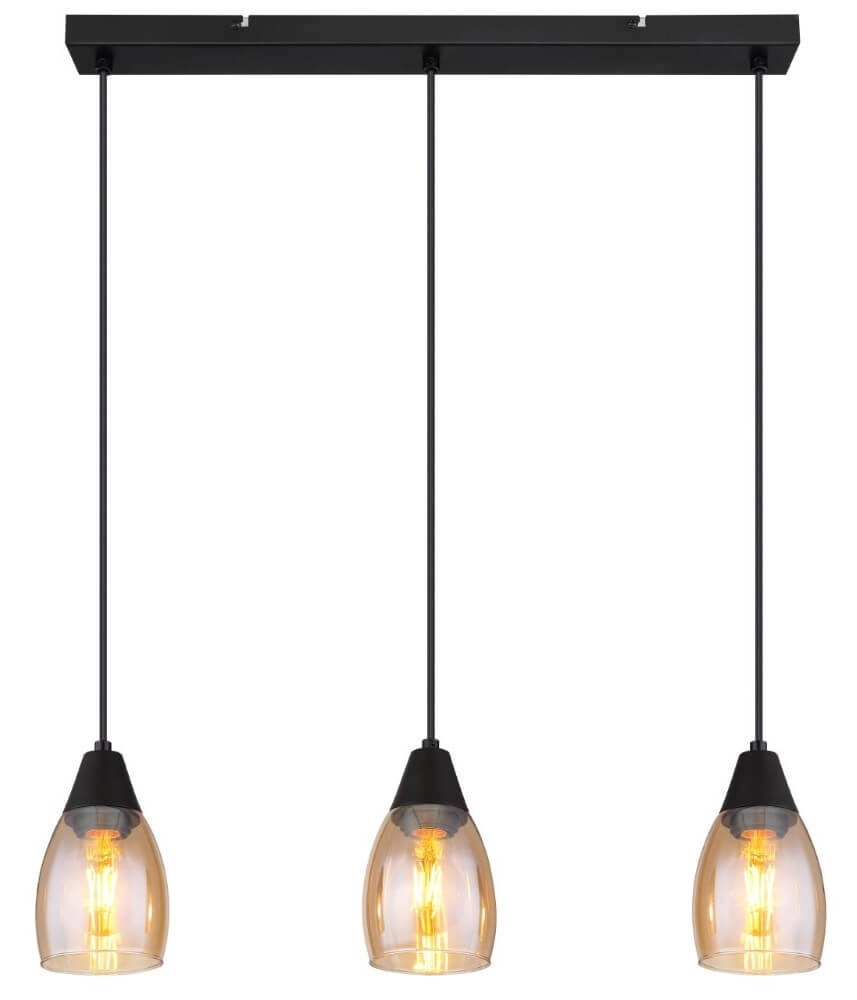 3-light pendant lamp Reid Amber glass Globo 9007371438730