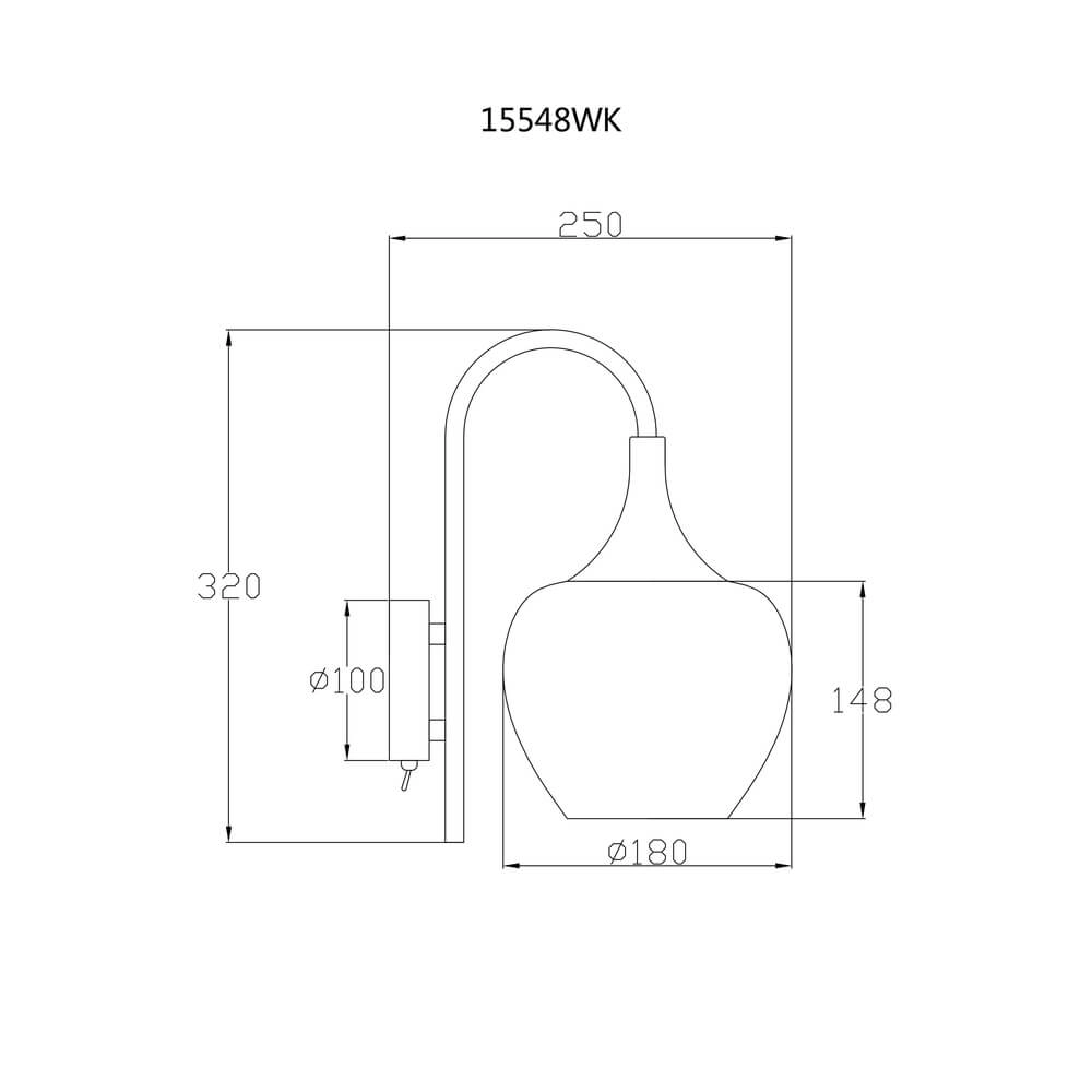 Anthracite wall lamp Maxy with white glass single Globo 9007371447190