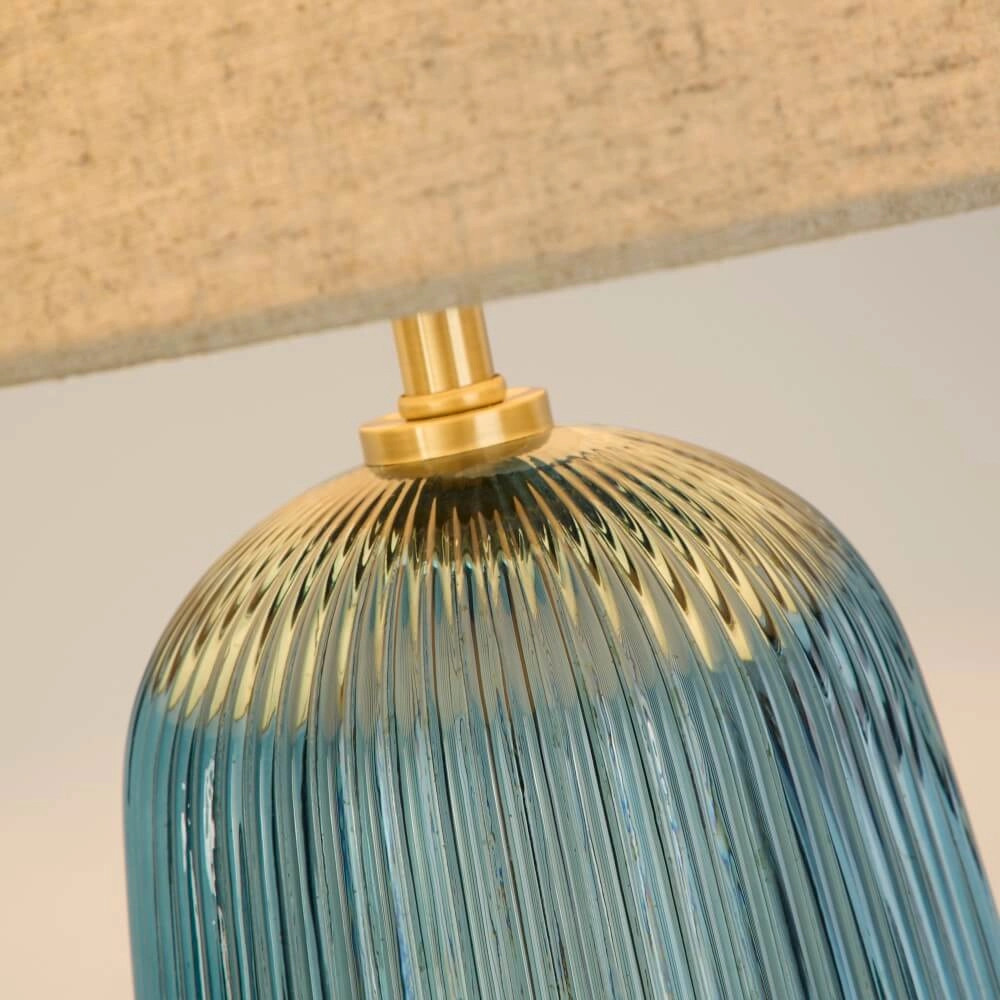 Table lamp Cameo blue glass Searchlight 5053423273754