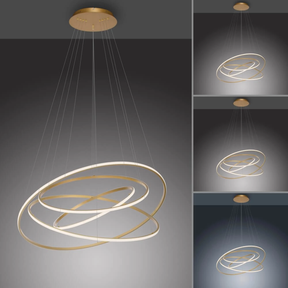 Modern pendant lamp Tessara brass Paul Neuhaus 4012248372661