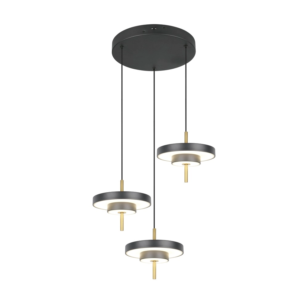 3-light pendant lamp Keaton Round black with gold Trio 4017807655247