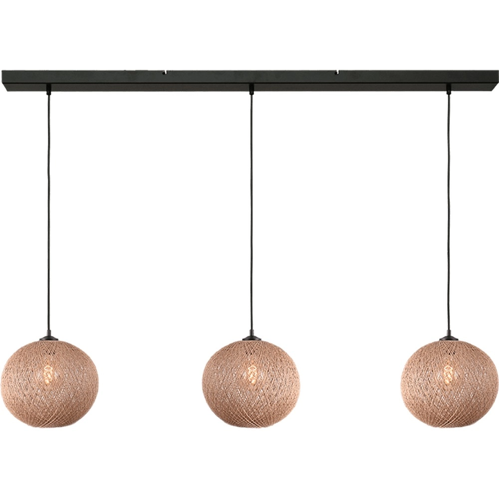 3-light pendant lamp Corda 130cm rattan Ø 30cm