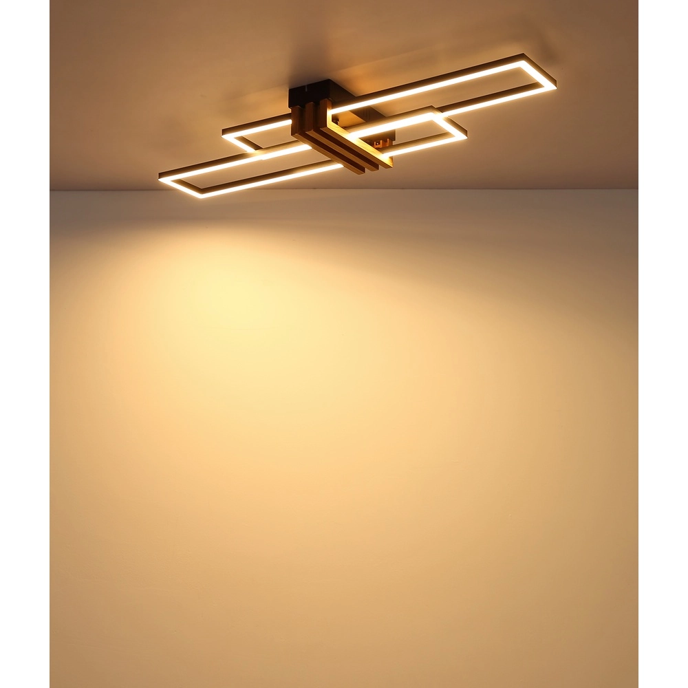 Modern ceiling lamp Dakari I black with wood 80cm Globo 9007371525782