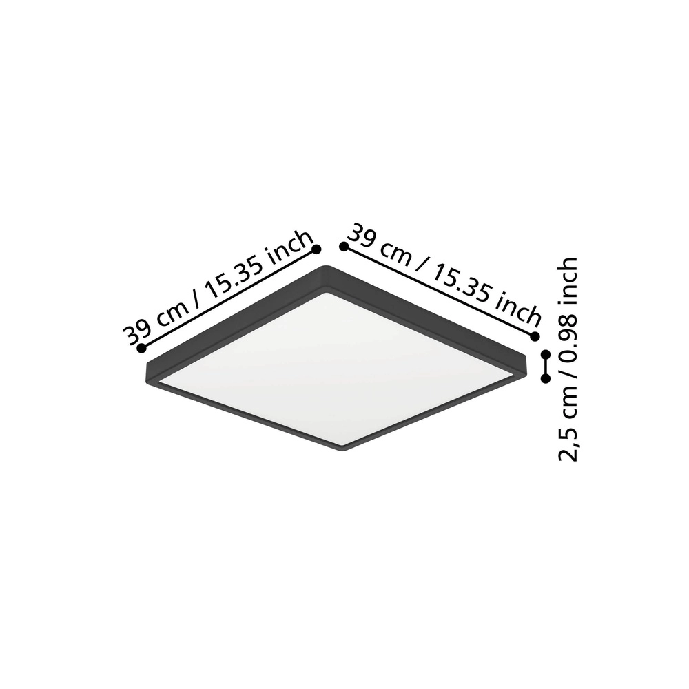 Led ceiling light Fueva 6 Square - Black - 39x39cm Eglo 9008606330133