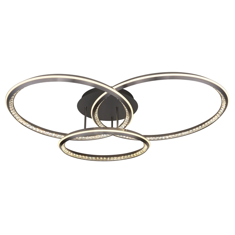 Design ceiling lamp Alaina 3 rings of grey