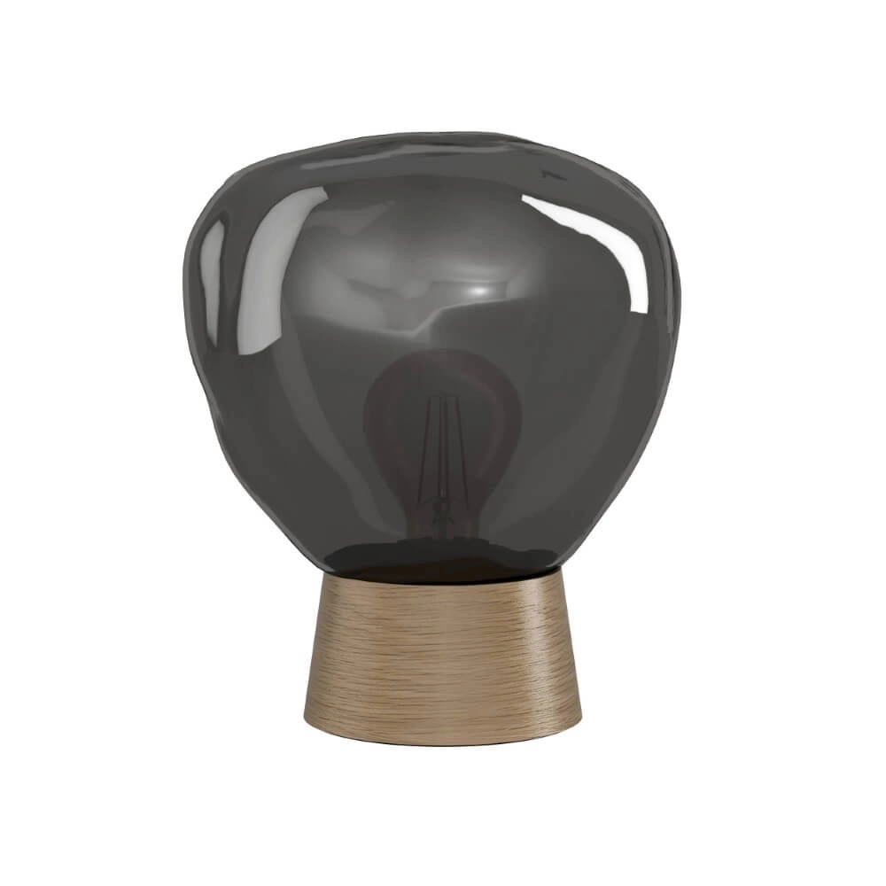 Table lamp Magacela wood with smoke glass