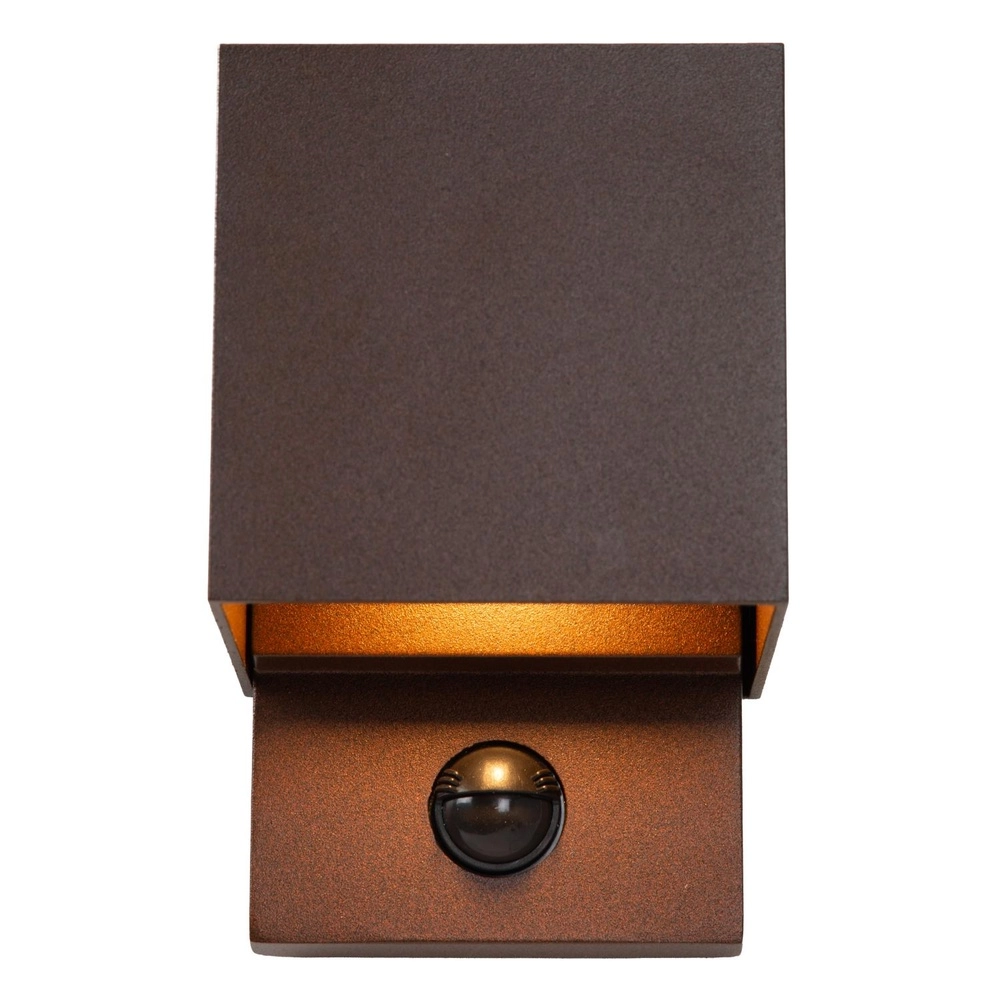 Square wall lamp Tadzio with sensor rust brown Lucide 5411212690265