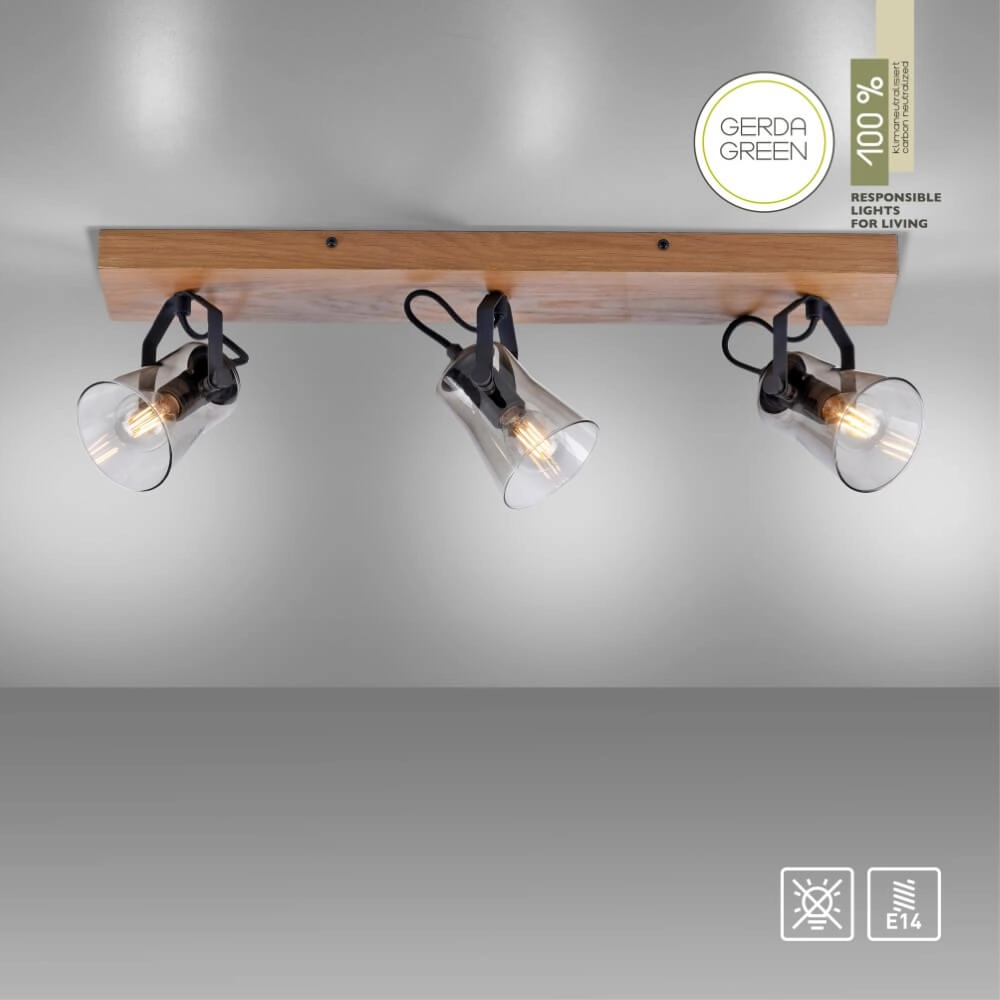 Ceiling lamp Green Langstrom wood 3-light Just Light 4043689994884