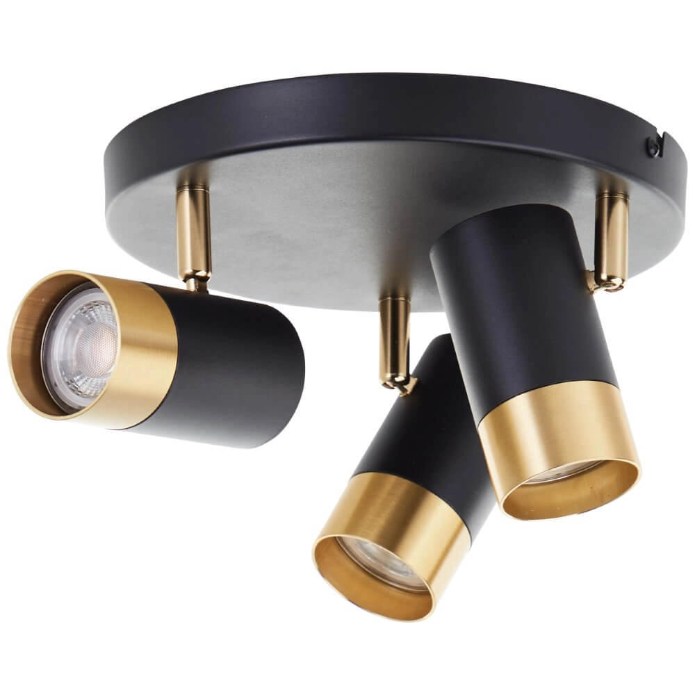 3-light surface-mounted spotlight Vigolo black with gold Brilliant 4004353441332