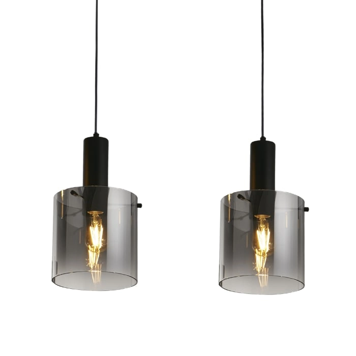 Black pendant lamp Sweden 3-light straight Searchlight 5053423303796