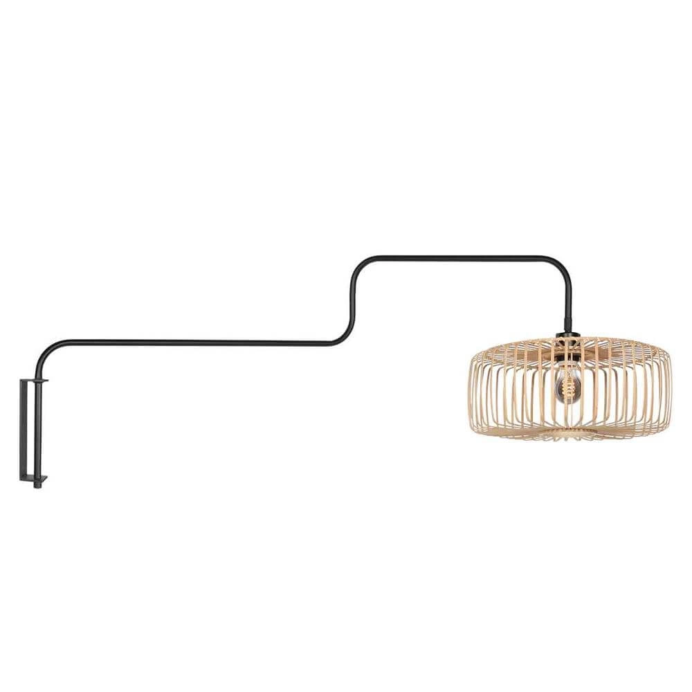 Wall lamp Bloeba black with bamboo