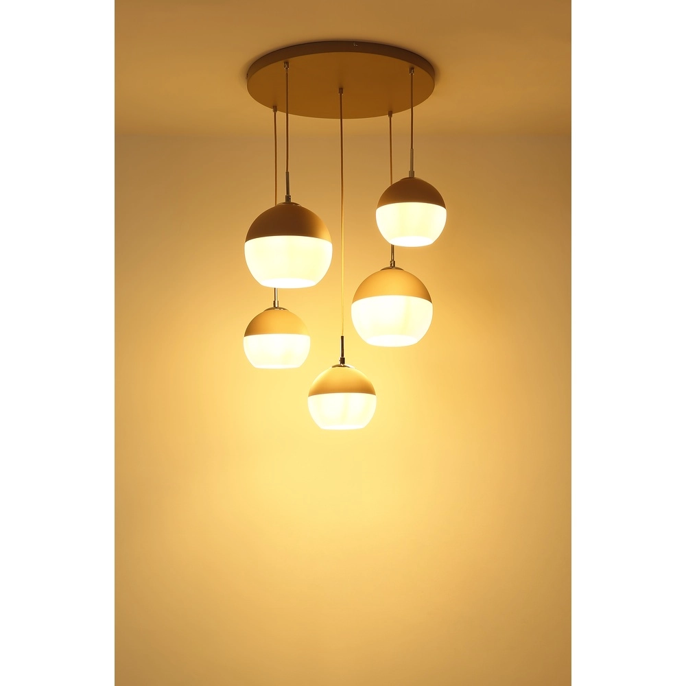 5-light pendant lamp Ragusa round sand brown Globo 9007371566792