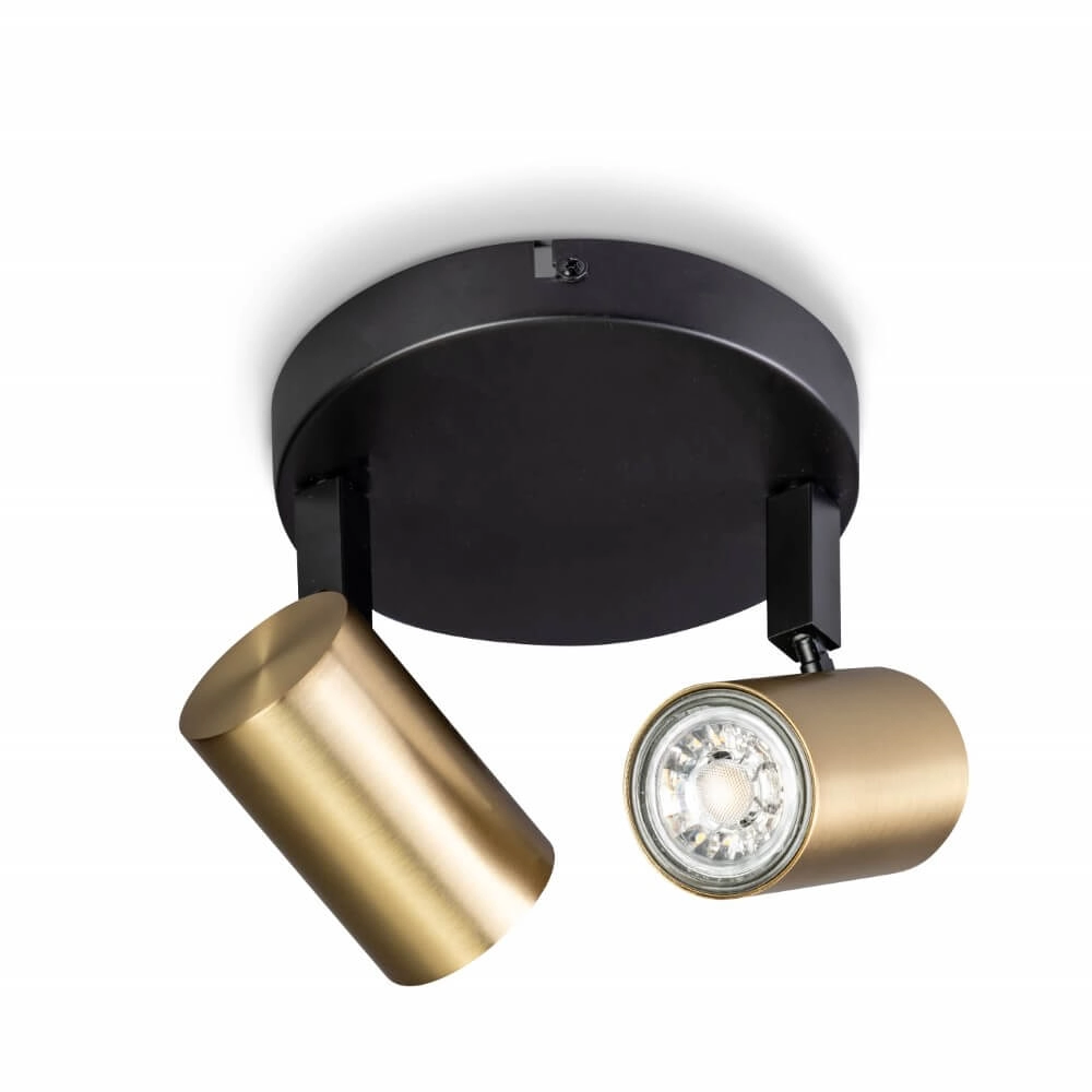 Double surface-mounted spotlight The Common black with gold