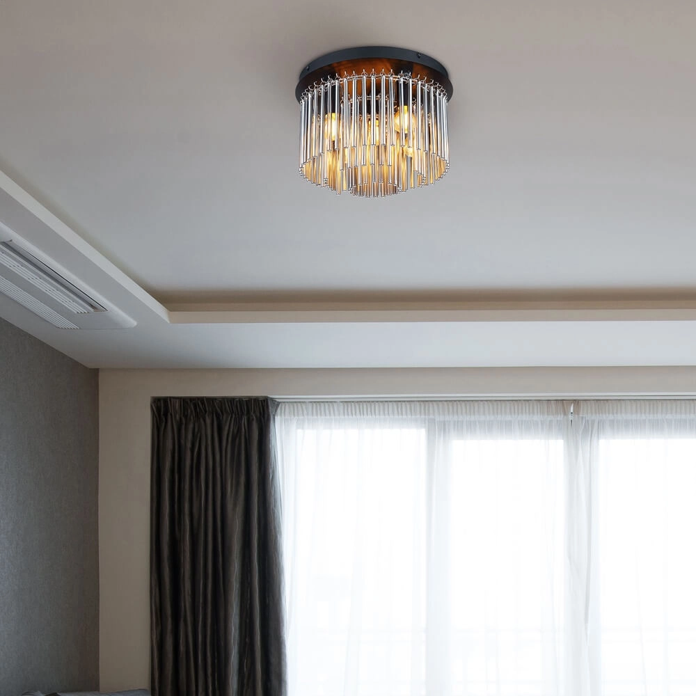 Black ceiling lamp Gorley with glass Ø 32cm Globo 9007371448951