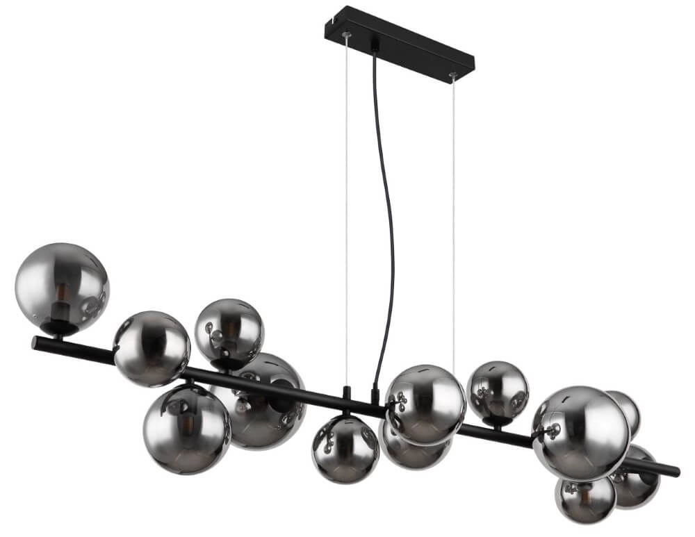 Design pendant lamp Riha black with smoke glass Globo 9007371457823
