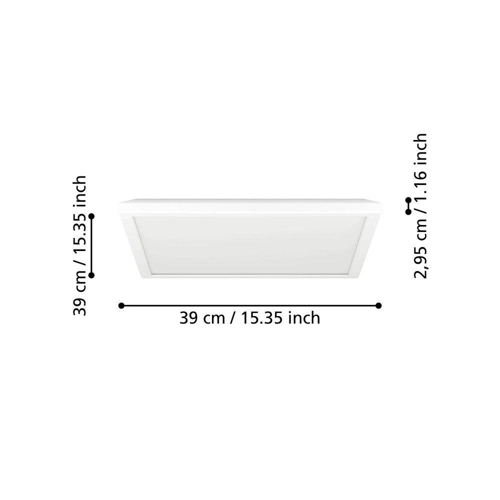 Bathroom lamp with remote Rovito-R Square - White - 39x39cm Eglo 9008606330041