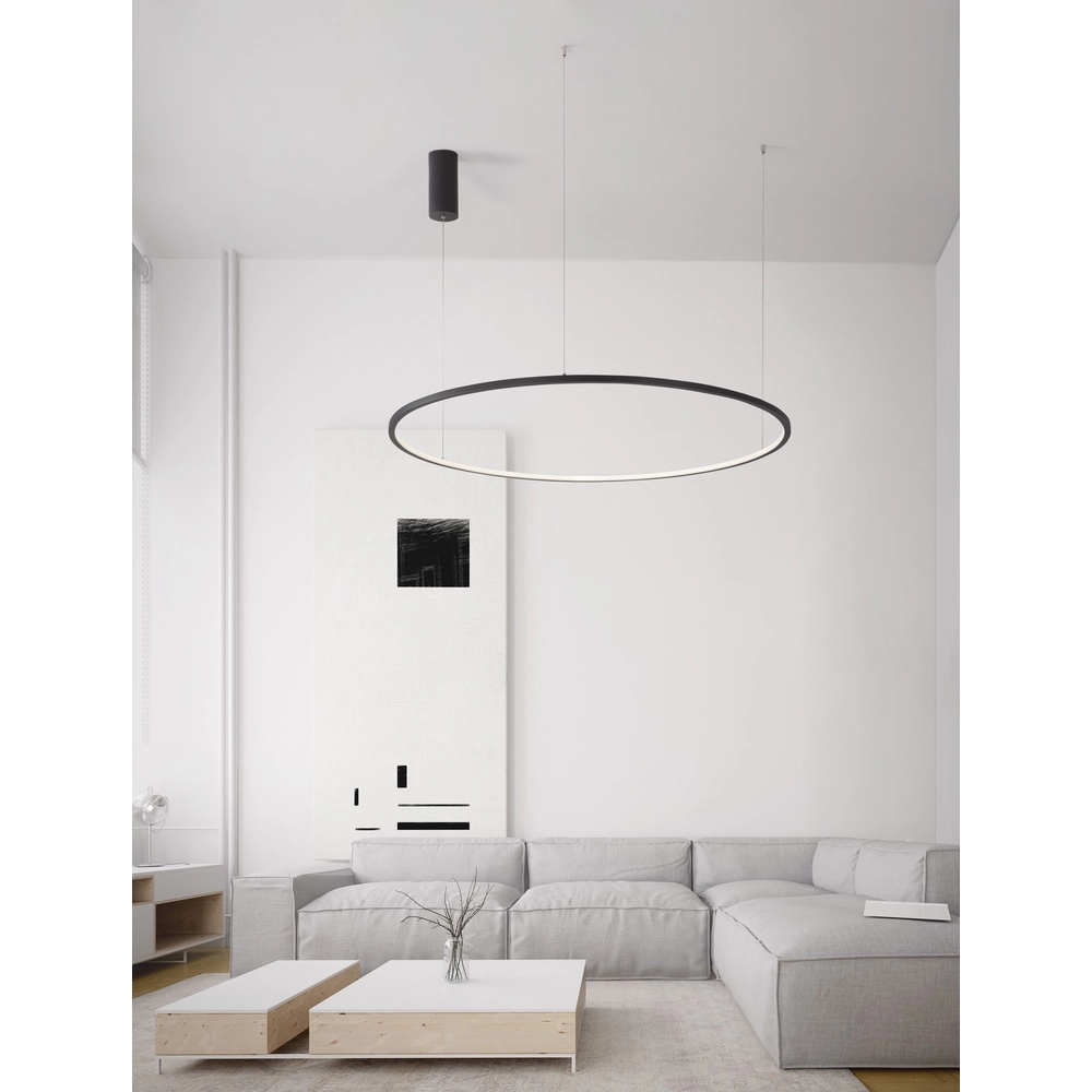 Round pendant lamp Tarquin black Ø 100cm