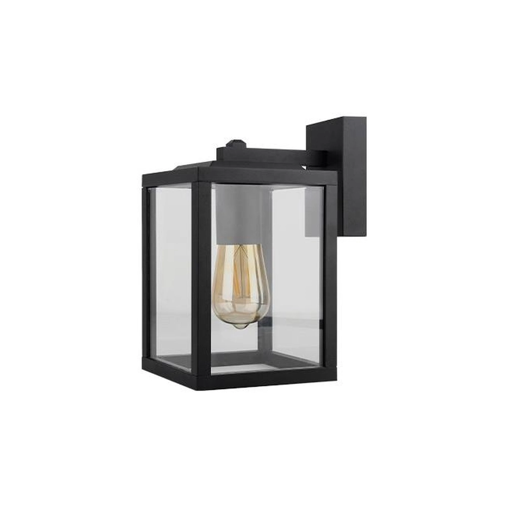 Black outdoor lamp Lidio with glass