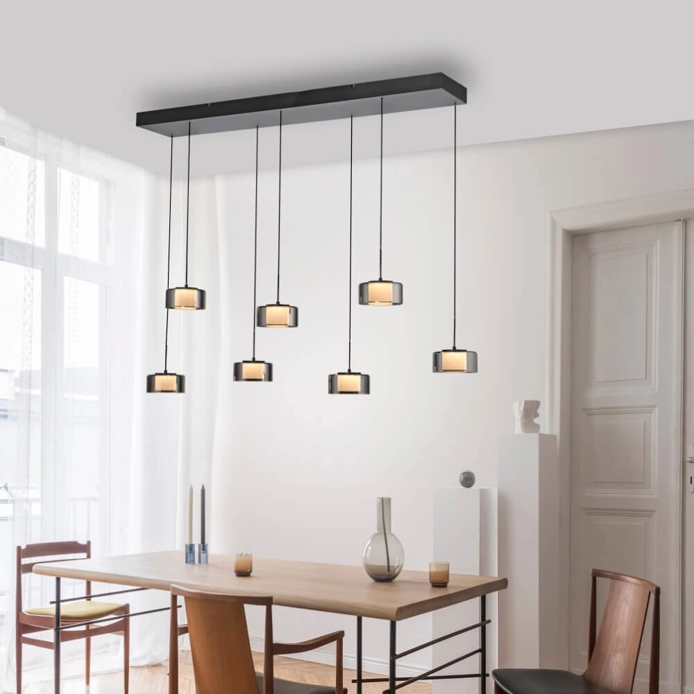 7-light pendant lamp Rika black Paul Neuhaus 4012248383094
