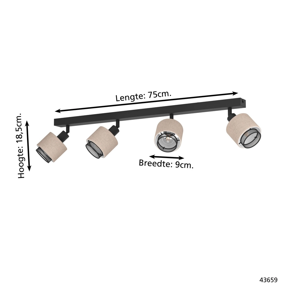 Japandi ceiling lamp Rosley 4L - black with cream Eglo 9002759436599