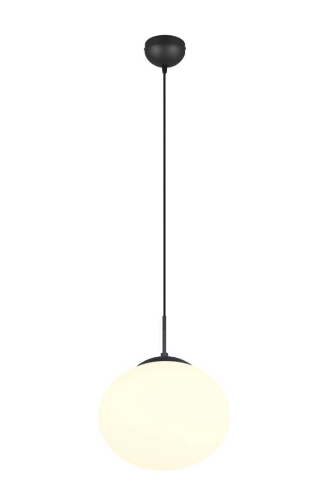Oval pendant lamp Fomento Ø 30cm - black with white glass
