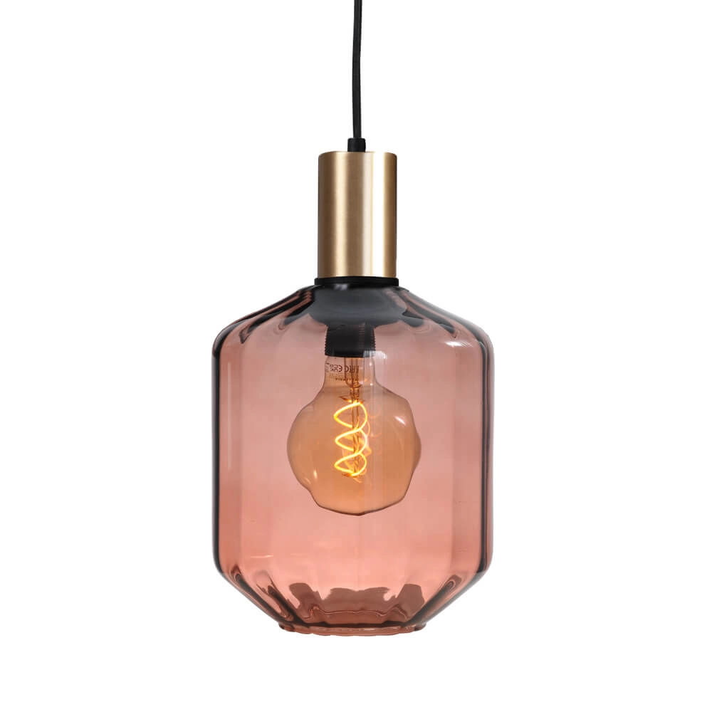 3-light hanging lamp - gold - Porto with Jagger red glasses - Ø 24cm Masterlight 8718121269658