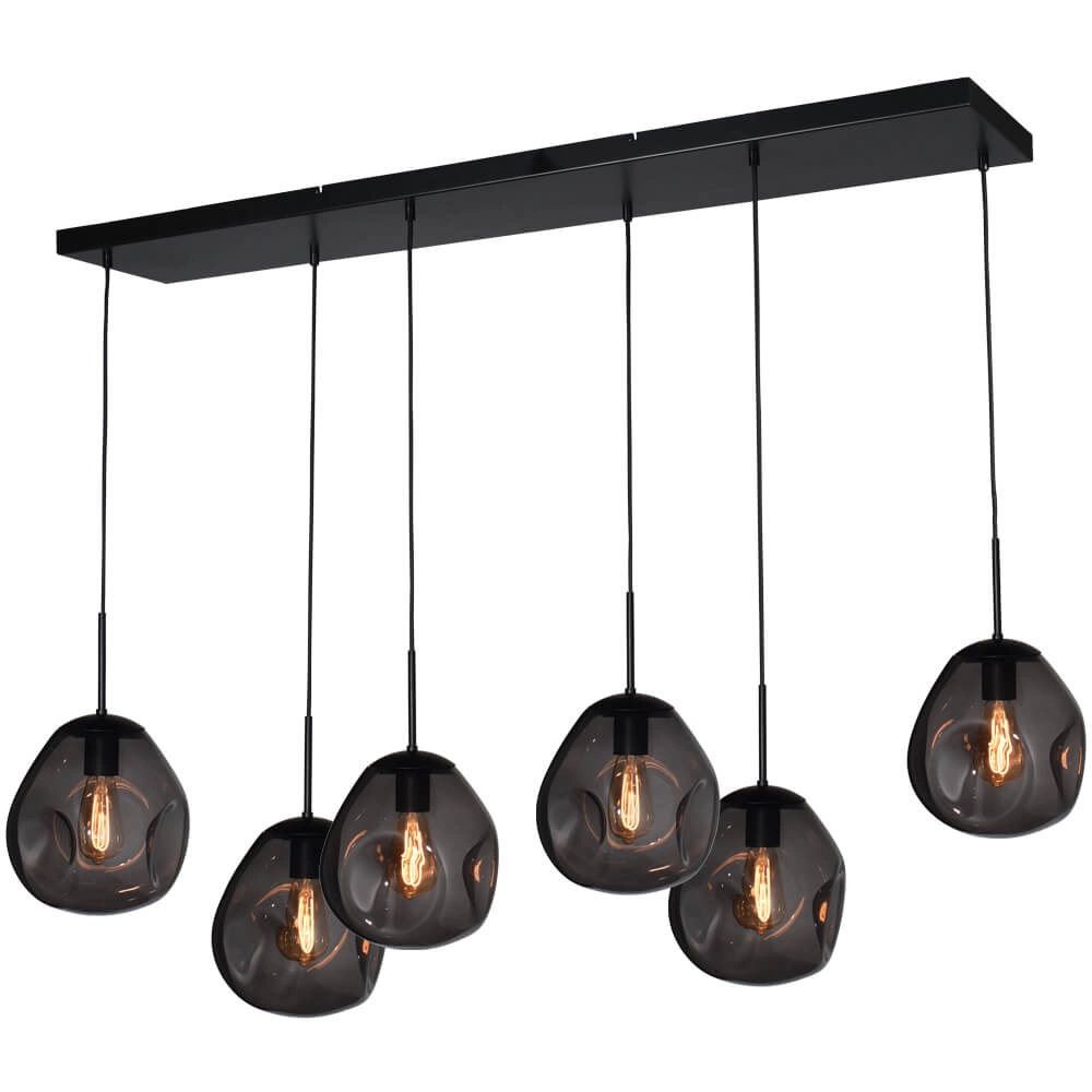 Hanging lamp Lava 6x smoke glass Ø 24cm