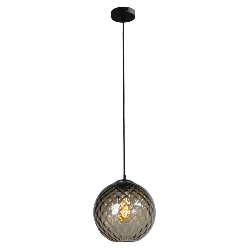 Black glass hanging lamp Baloton Ø 30cm