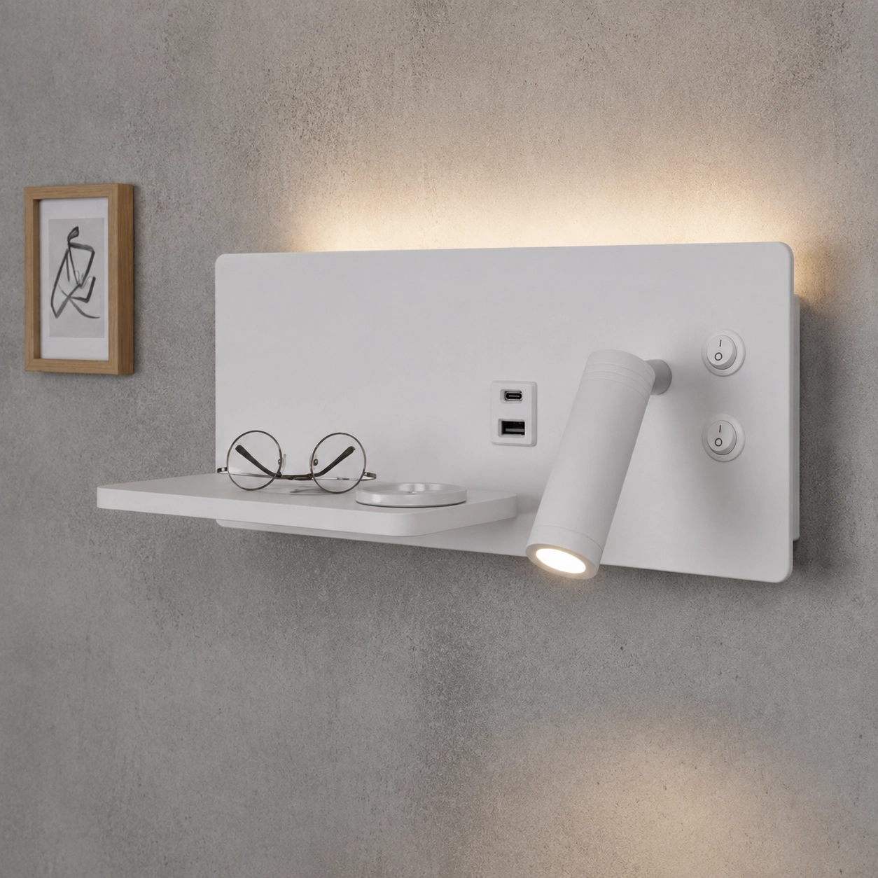 Bedside lamp Charge right white with wireless charger