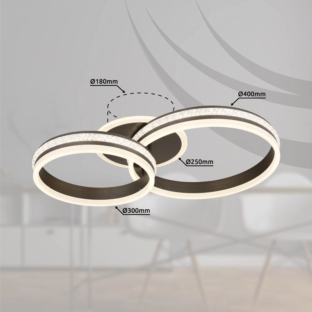 Design ceiling lamp Grouni 2 rings titanium brushed Globo 9007371452002