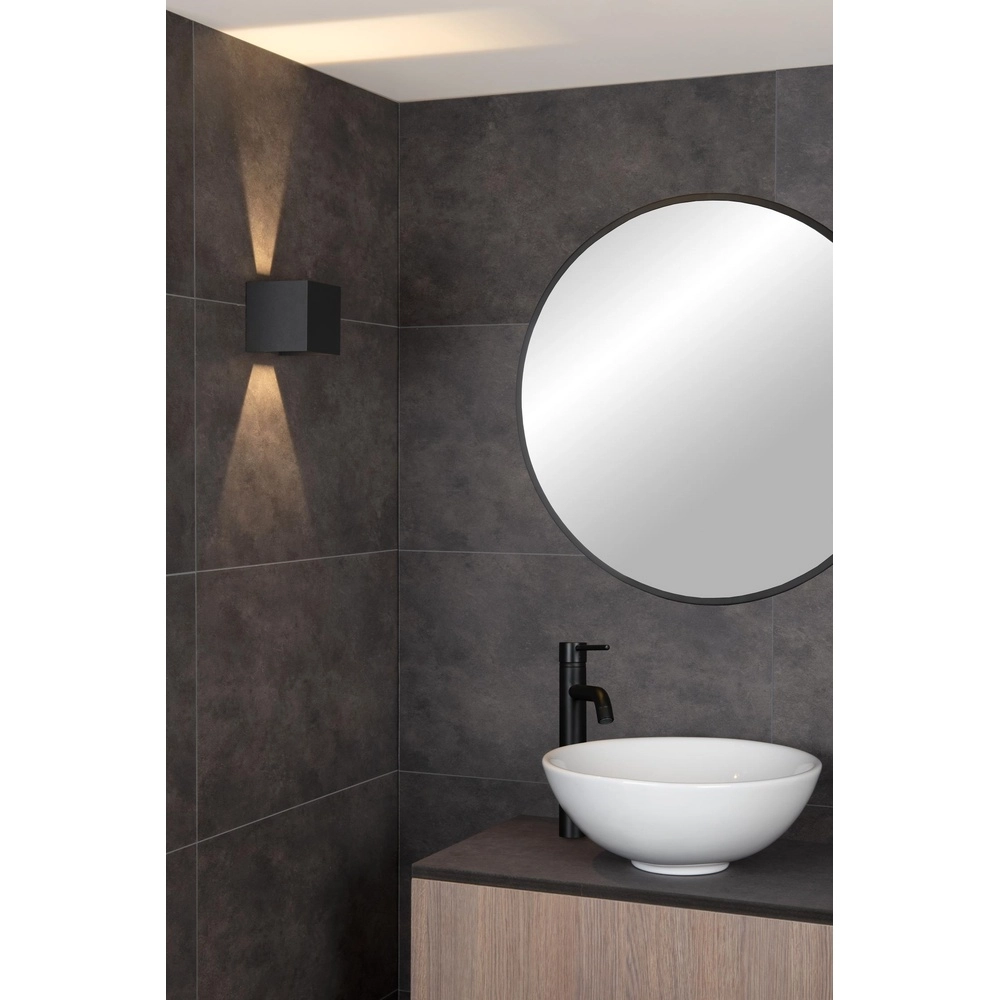 Square wall spotlight Axi 2 x 7W IP54 black Lucide 5411212690005