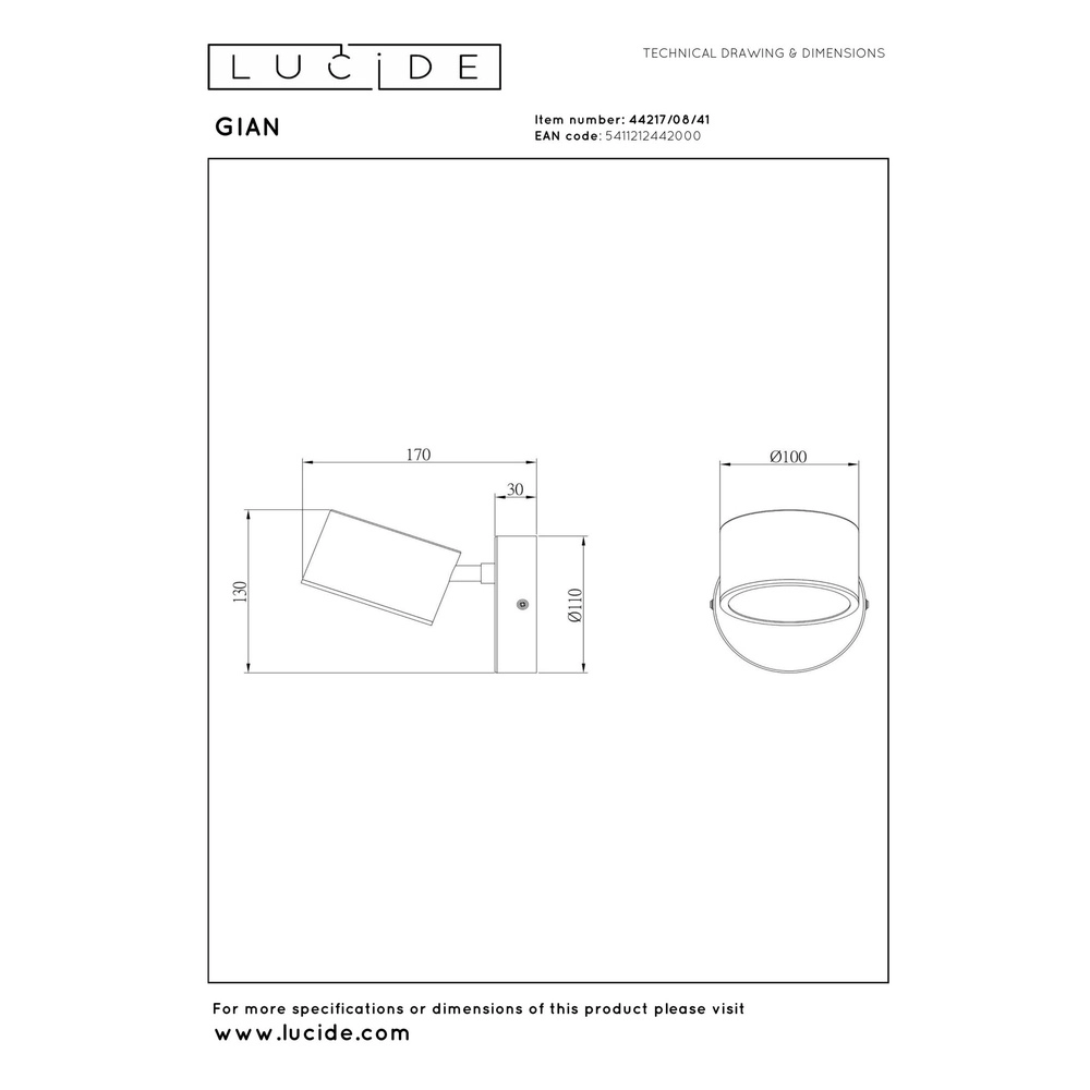 Wall lamp Gian sand brown Lucide 5411212442000
