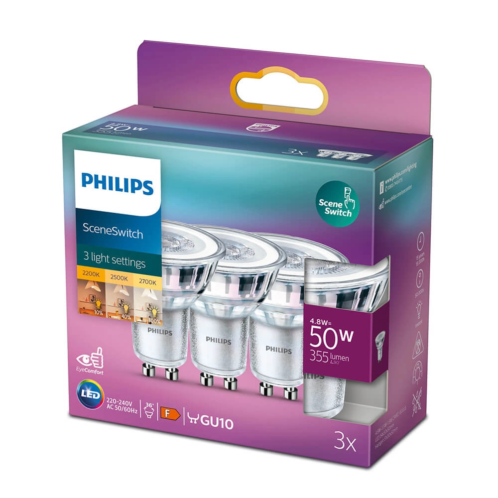 3 step dimmable spotlights GU10 - 4,8W - 355 lumen