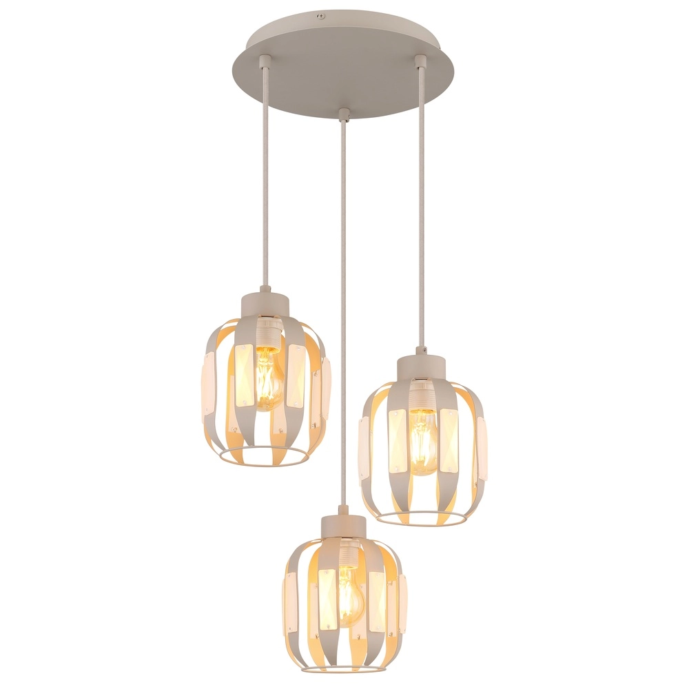 Dining room pendant lamp Arlen 3-light sand brown