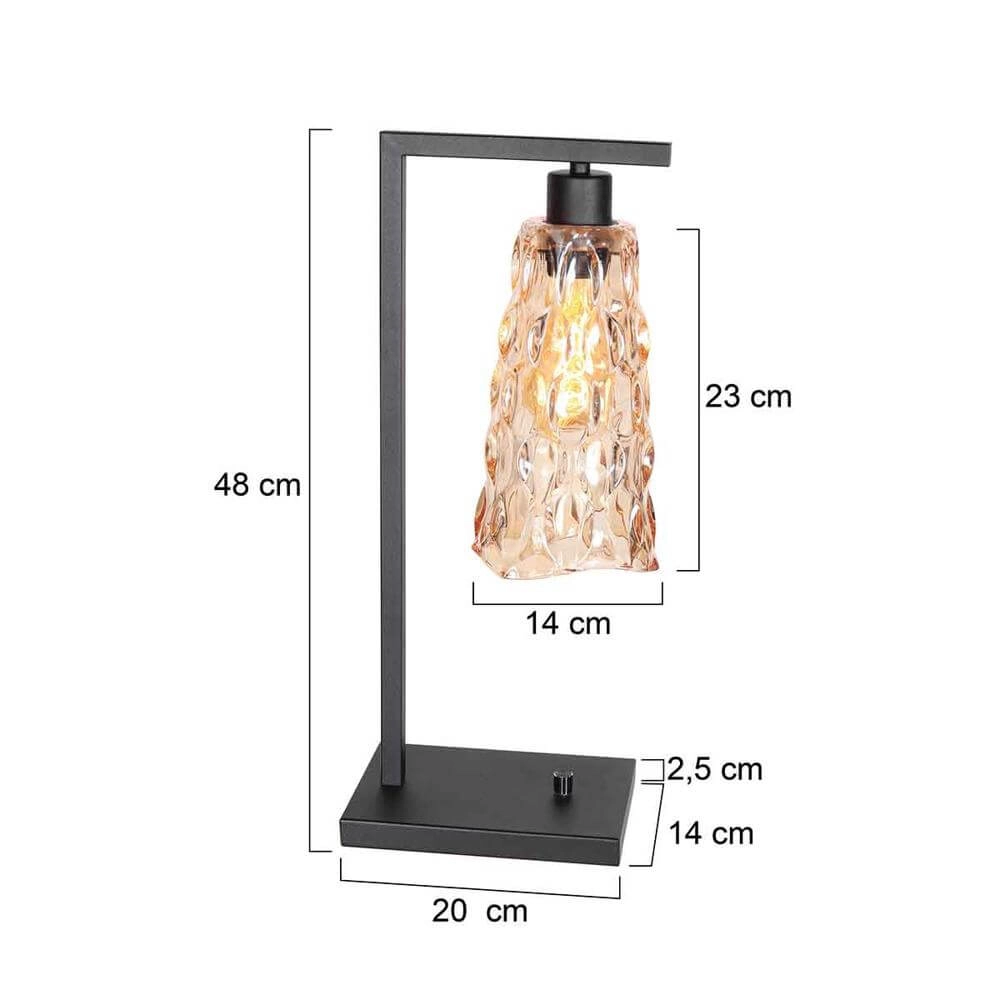 Table lamp Vidrio black with amber glass Steinhauer 8712746173734
