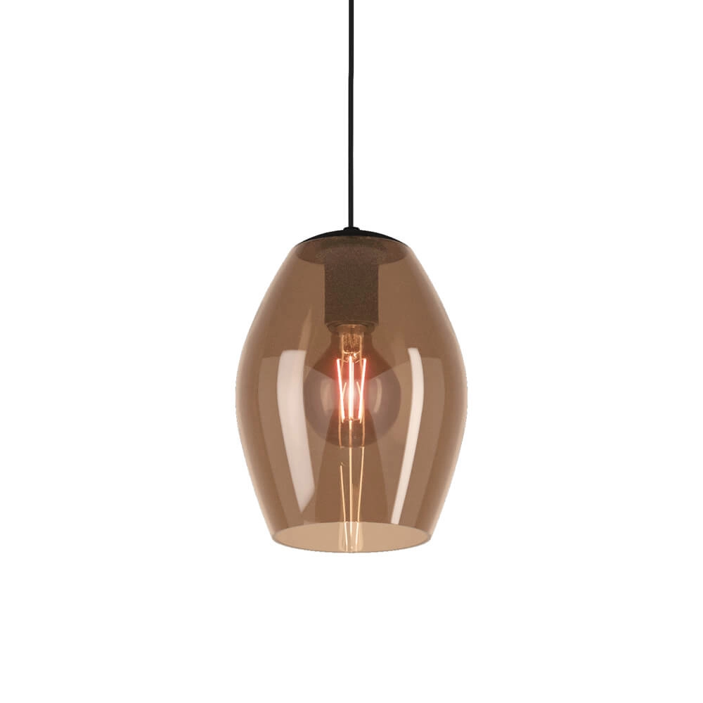 Amber glass hanging lamp Estanys 1 Ø 19cm