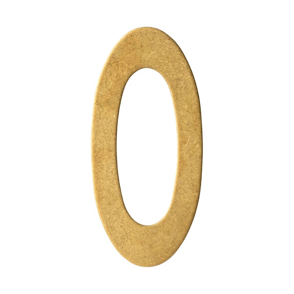 House number 0 Numbra 15cm brass tumbled