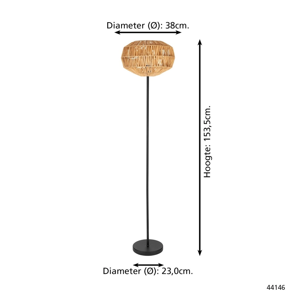 Rattan floor lamp Sheldon Ø 38cm Eglo 9008606359813