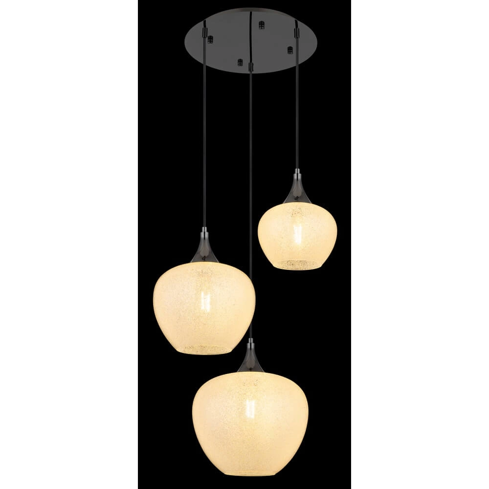 Anthracite pendant lamp Maxy with white glass 3-light Ø 49cm Globo 9007371453177