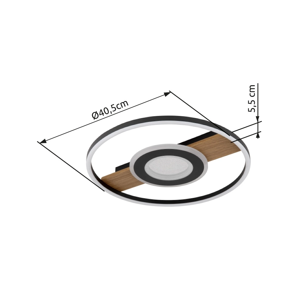 Black ceiling lamp Pikara Design with wood Globo 9007371462711