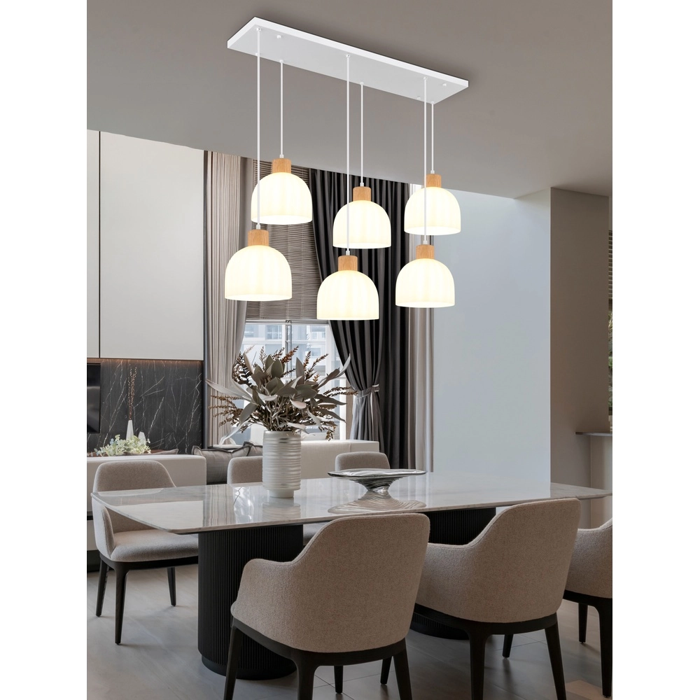6-light pendant lamp Swanson white Globo 9007371584000